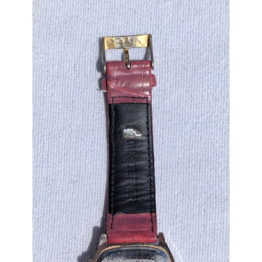 Bijoux Terner Womens Red Dial Leather Strap Quartz Watch (with NEW BATTERY)